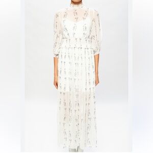 AllSaints Delfi Varanasi High Neck Floral Dress Size 8 Engagement Bridal